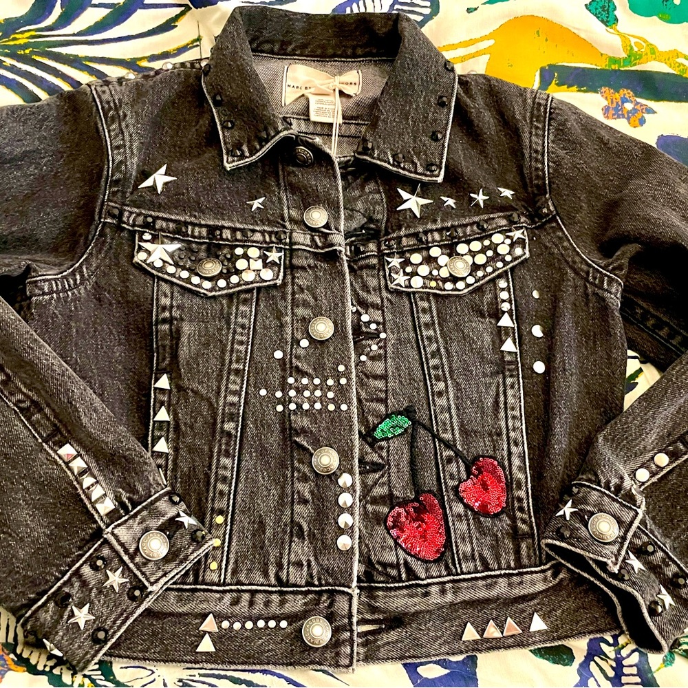 Marc Jacobs NWT RARE! distressed embellished jean jacket size 4 #M4005267